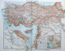 ASIA MINOR CYPRUS SYRIA IRAQ 1912 original antique map Stieler