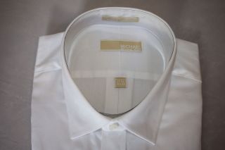 New Michael Kors White Dress Shirt Spread Collar regular cuff 100 % 