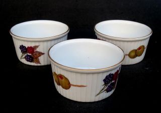 Set of (3) Royal Worcester EVESHAM 3 1/4 Porcelain Ramekins ~ Made in 