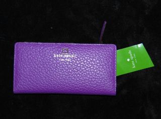 Kate Spade leather purple pebbled Stacy Stacey Southport Avenue wallet 