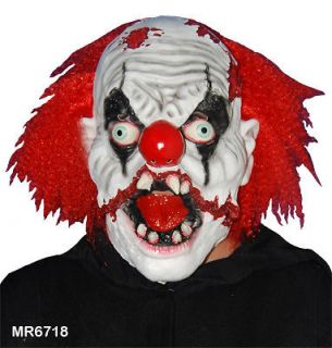 Scary Bloody Clown IT Full Head Halloween Costume Mask W/Red Crimpy 