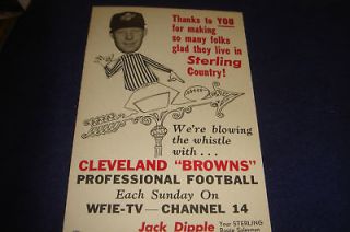 Vintage Cleveland Browns Football Sterling Beer Poster  New Old Stock 