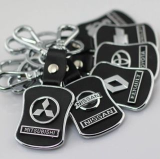    shaped Black Leather + Zinc Alloy Auto Car logo Keyring Keychains