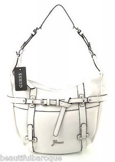 Guess White Faux and Patent Leather Avera Hobo Shoulder Handbag NWT