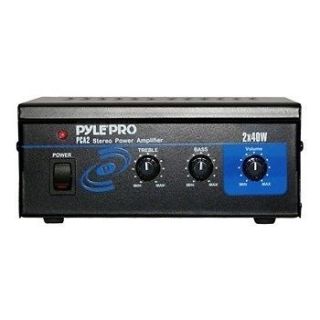 PYLE Mini PCA2 Stereo Power Amp Amplifier Bass Treble and RCA In Jack 