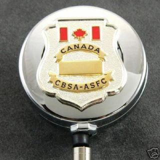 Canada Customs CBSA Chrome Retractable ID Badge Holder Reel Lanyard