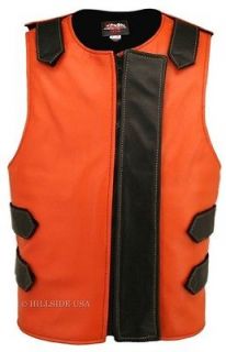MADE IN USA ORANGE BULLET PROOF STYLE SWAT TEAM STYLE MOTORCYCLE VEST