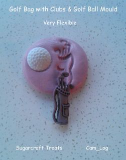 Golf Bag with Clubs & Golf Ball Silicone Mould Mold,Sugarcraf​t,Cake 