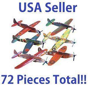LOT of 72 Flying Foam Airplane Gliders 12 Assorted Planes Models WW2 