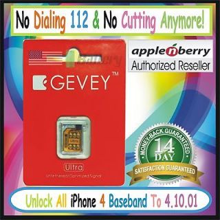 GENUINE APPLENBERRY GEVEY ULTRA PRO Unlock Turbo Sim iPhone 4 4G 4.10 