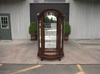 C1895 VICTORIAN QUARTERED OAK CRYSTAL OR CHINA CABINET MADE BY R J 