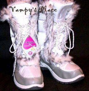 White Fur Trim Eskimo Boots Sz 6 Cold Weather Snow Water Resistant 
