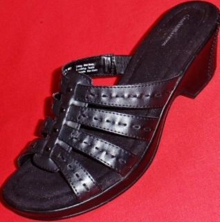 NEW Womens CROFT & BARROW DEBRA Black Wedge Slides Sandals Fashion 