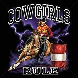 Barrel Racing T Shirt Cowgirls Rule Tee Rodeo Shirt Horse Small Black
