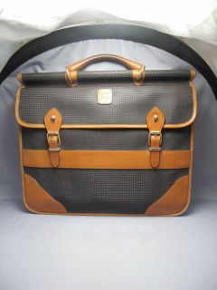 BALLY ITALY Briefcase PVC & Leather Green & Brown Bally Logo 