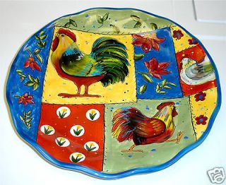 LARGE DECORATIVE PLATE PATCHWORK ROOSTER CERTIFIED INTERNATIONAL SUSAN 