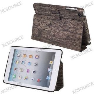 Wood grain Hard Back Protective Leather Case Folding Cover for iPad 