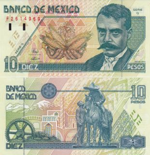Mex $ 10 Pesos Emiliano Zapata May 6,1994 UNC F2614969