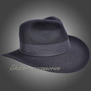 Classic Indiana Jones Style Fedora 100% Soft Felt Wool Cowboy Safari 
