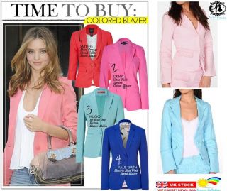 CANDY COLOUR TAILORED BLAZER LADY SUMMER SUIT COAT CARDIGAN JACKET 