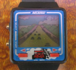 Nelsonic Race Car Video Game Watch w Batt 80s Mint