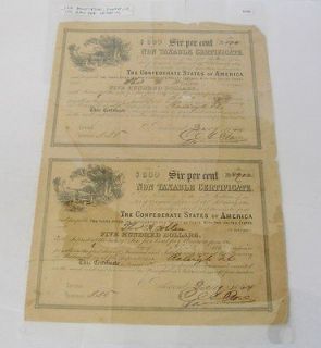 Two CSA $500 Bonds   12/19/1864   Confederate States Of America