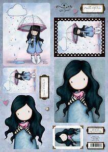   Card Topper Gorjuss Girls Glitter Umbrella Puddles Love More in Store