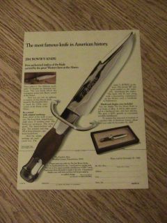 1988 JIM BOWIES KNIFE ADVERTISEMENT FAMOUS AMERICAN HISTORY BLADE