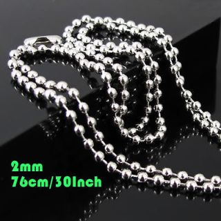 STAINLESS STEEL BEAD CHAIN NECKLACE 316L SOLID 2MM MENS