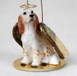 English Setter Dog Figurine Angel Statue Ornament Orange Belton