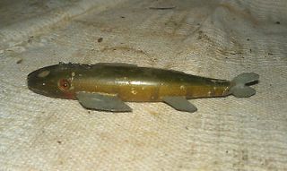 vintage wood and metal spearing decoy made out of wood fishing lure 