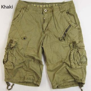 BNWT: MENS MILITARY STYLE ASSORTED SOLID COLOR CARGO SHORTS SIZES: 30 
