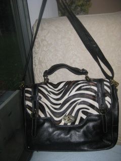 NWT pulicati LEATHER HANDBAG tote bag briefcase tiger black purse