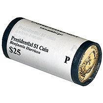 2012 23rd President Benjamin Harrison $1 Coin Roll D H/T