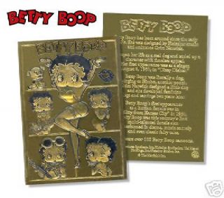 BETTY BOOP CARTOON 23KT GOLD CARD*LIMITED EDITION*NEW*