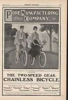 FA 1904 POPE BIKE BICYCLE CHAINLESS PEDAL SPORT COUPLE AD