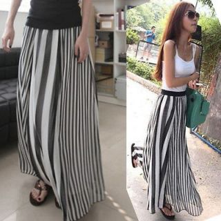 Casual Womens Long Skirts Irregular Stripes Full length Maxi Chiffon 