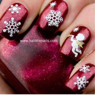Sparkly Christmas Nail Art Stickers Snowflakes Angels Snowmen Bows 