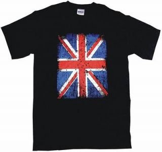 Union Jack British Flag Distressed Logo Mens tee Shirt