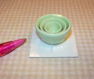 Miniature Karens Ceramic Bowl Set, Mint Green DOLLHOUSE Miniatures 1 