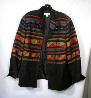 COLDWATER CREEK embellished stretch cotton black denim jacket 18W