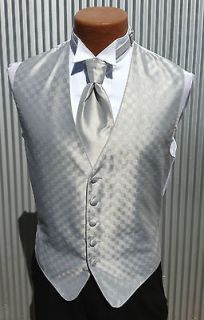   SILVER GRAY Tuxedo Vest/Tie or Bow Tie Set All Sizes 