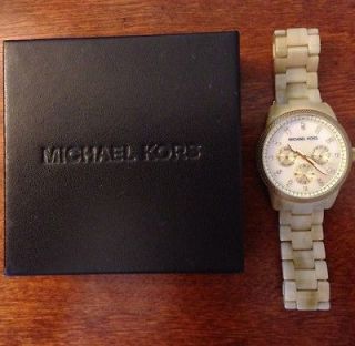 Michael Kors Womens Chronograph Watch MK5217 Horn Mother of Pear​l 