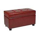 New 32 Padded Storage Bench Ottoman / Chest   Crimson Red Faux 
