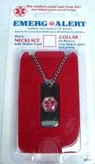   EMERG ALERT BLANK NECKLACE W/ WALLET CARD STAINLESS STEEL MEDICAL ID