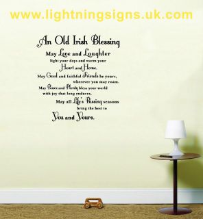 An Old Irish Blessing Wall Art Quote Saying Decorative Lounge Sticker