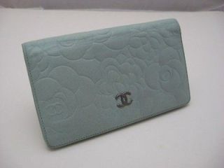 Auth. Chanel Duck Egg Blue Camellia Long Wallet ~ (more pics in 