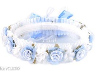 BLUE Formal Dress Flower Girl Roses Headpiece Crown