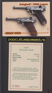 KRIEGHOFF DWM LUGER AUTOMATIC PISTOLS GREAT GUNS CARD