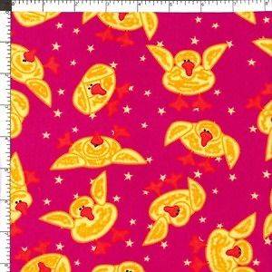 Yellow Silly Ducks & Stars Children Pink Cotton Flannel Fabric 44wd 2 